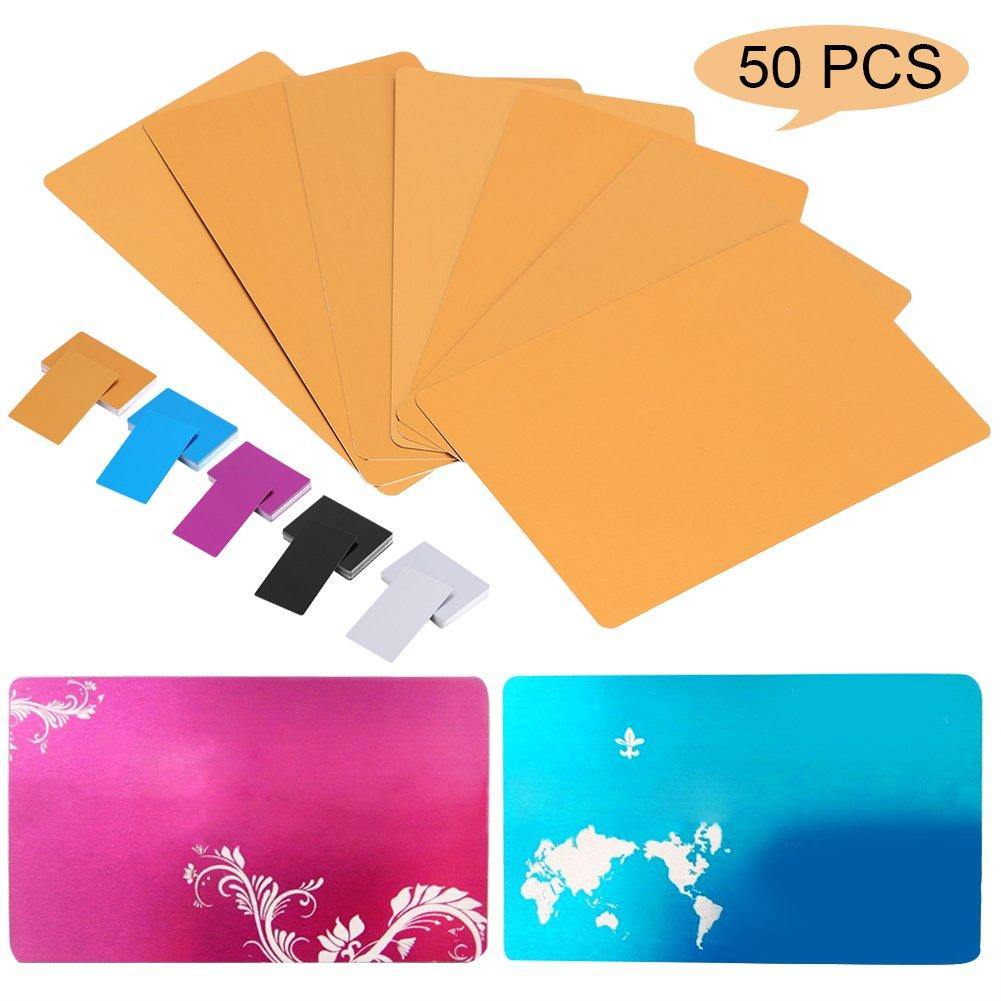 50Pcs Metal Business Cards aluminum alloy Blanks Card for Customer Laser Engraving DIY Gift Cards 7Colors Optional(Gold) - MCNM's Marketplace