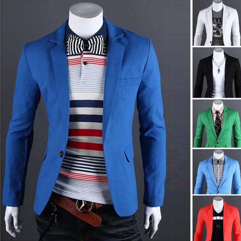 2015 New Arrival Single Button Leisure Blazers Men Male Fashion Slim Fit Casual Men Suit  Solid Blazer Dress Clothing  6 Colors - MCNM's Fashion Bug