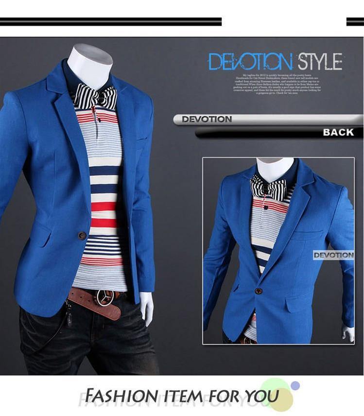 2015 New Arrival Single Button Leisure Blazers Men Male Fashion Slim Fit Casual Men Suit  Solid Blazer Dress Clothing  6 Colors - MCNM's Fashion Bug