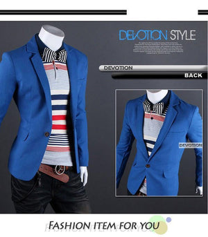 2015 New Arrival Single Button Leisure Blazers Men Male Fashion Slim Fit Casual Men Suit  Solid Blazer Dress Clothing  6 Colors - MCNM's Fashion Bug