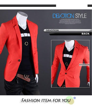 2015 New Arrival Single Button Leisure Blazers Men Male Fashion Slim Fit Casual Men Suit  Solid Blazer Dress Clothing  6 Colors - MCNM's Fashion Bug