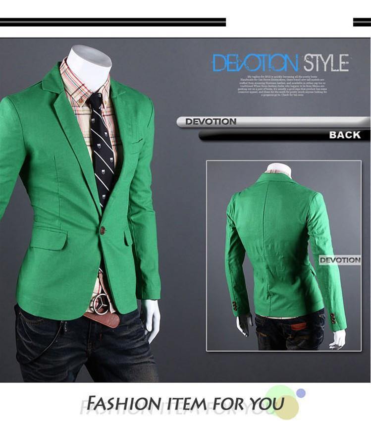 2015 New Arrival Single Button Leisure Blazers Men Male Fashion Slim Fit Casual Men Suit  Solid Blazer Dress Clothing  6 Colors - MCNM's Fashion Bug