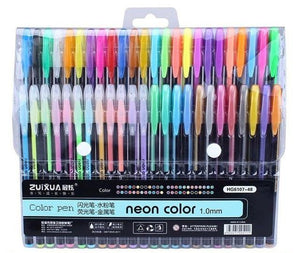 48pcs Colors Glitter Sketch Drawing Color Pen Markers Gel Pens Set Refill Rollerball Pastel Neon Marker Office School Stationery - MCNM's Marketplace