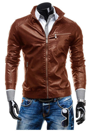 2015 Free shipping New Early Spring Men's Leisure zipper multi-pocket collar PU leather,Men's Fashion. - MCNM's Fashion Bug