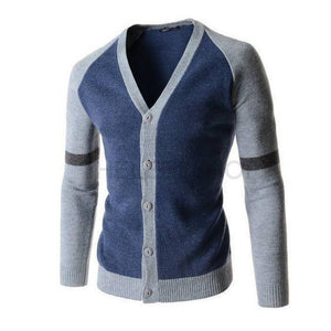 2015 New Arrival Fashion Gradigans Patchwork Mens Sweaters Free Shipping Long Sleeve V-Neck Collar Sweater Drop Shipping 3 Color - MCNM's Fashion Bug