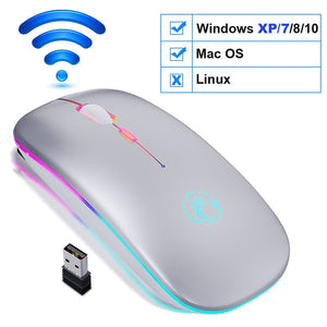 Wireless Mouse Bluetooth RGB Mouse Rechargeable Computer Mause Silent Ergonomic LED Mice USB optical Backlit Mouse for laptop PC