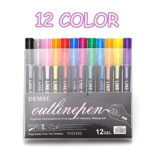 8 /12 Pcs/set Outline Paint Marker Pen Double Line Pen Diy Album Scrapbooking Metal Marker Glitter for Drawing Painting Doodling - MCNM's Marketplace