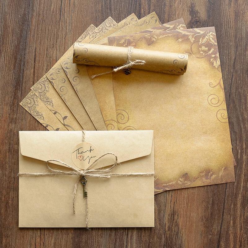 1pack Vintage Kraft Envelope Letter Pad Set Valentine's Day Love Letter Invitation Envelopes Writing Paper with Rope Accessories - MCNM's Marketplace