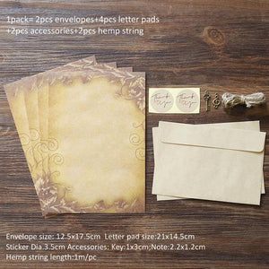 1pack Vintage Kraft Envelope Letter Pad Set Valentine's Day Love Letter Invitation Envelopes Writing Paper with Rope Accessories - MCNM's Marketplace