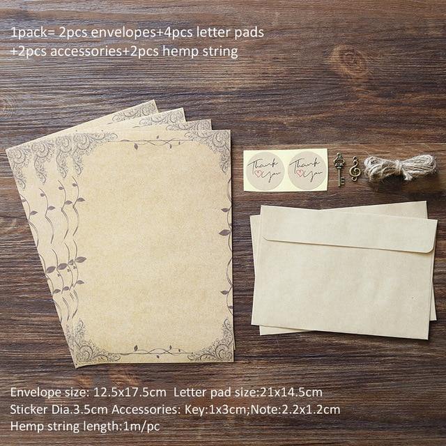 1pack Vintage Kraft Envelope Letter Pad Set Valentine's Day Love Letter Invitation Envelopes Writing Paper with Rope Accessories - MCNM's Marketplace