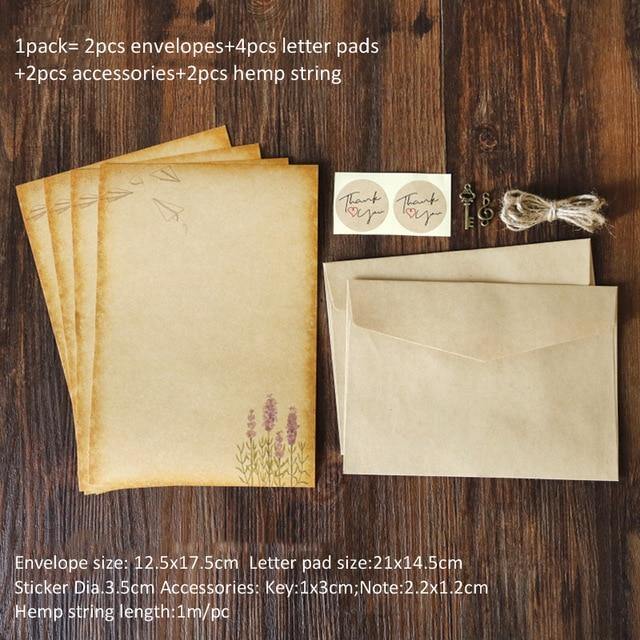 1pack Vintage Kraft Envelope Letter Pad Set Valentine's Day Love Letter Invitation Envelopes Writing Paper with Rope Accessories - MCNM's Marketplace
