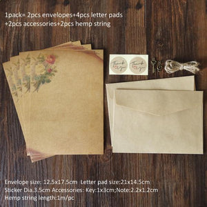 1pack Vintage Kraft Envelope Letter Pad Set Valentine's Day Love Letter Invitation Envelopes Writing Paper with Rope Accessories - MCNM's Marketplace