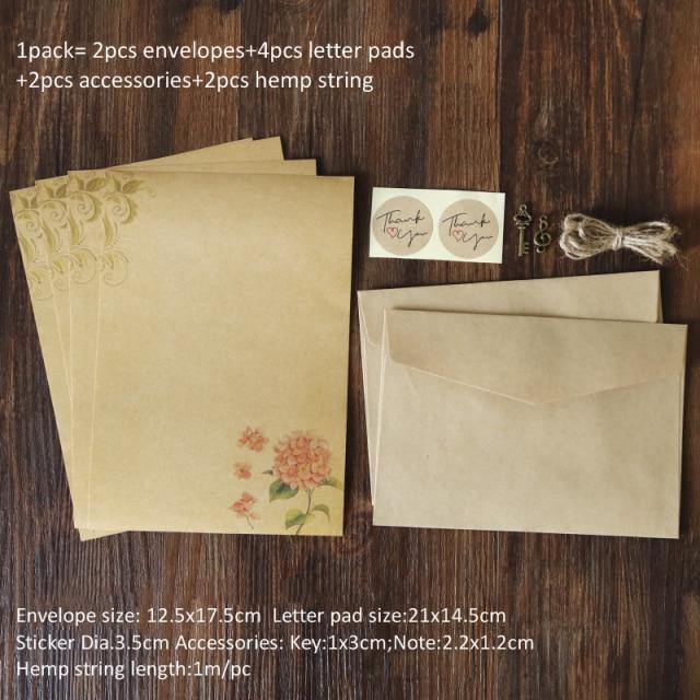 1pack Vintage Kraft Envelope Letter Pad Set Valentine's Day Love Letter Invitation Envelopes Writing Paper with Rope Accessories - MCNM's Marketplace